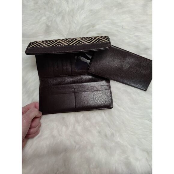 Adrienne Vittadini Canvas Embroidered Wallet with Removable Checkbook - Picture 4 of 5